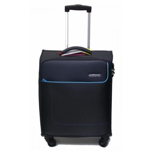 Valise Spinner 55cm "funshine" American Tourister Bleu Marine Et Turquoise